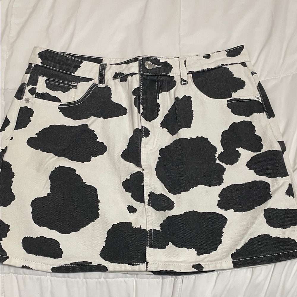 Black and White Cow Print Women's Skirt